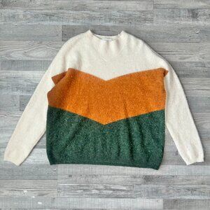 Just Brand Yellow Green Colorblock Alpaca Wool Sweater Size Medium N16